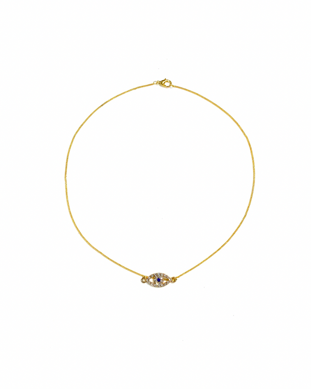 سلسال ذهبي، بتصميم عين ذهبية مرصّعة  بفصوص براقة