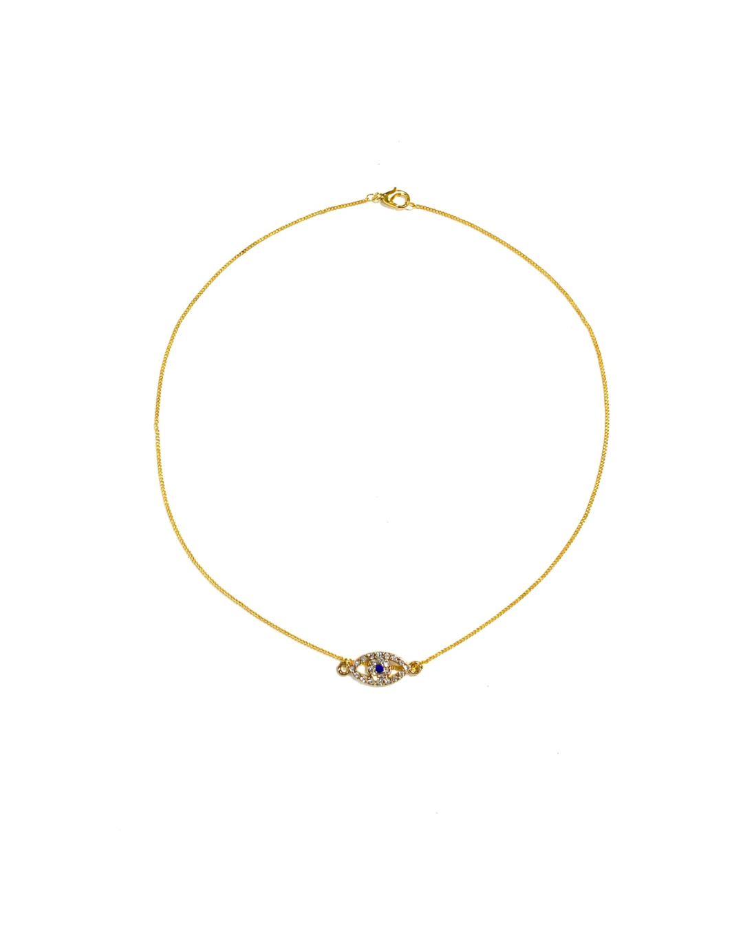 سلسال ذهبي، بتصميم عين ذهبية مرصّعة  بفصوص براقة